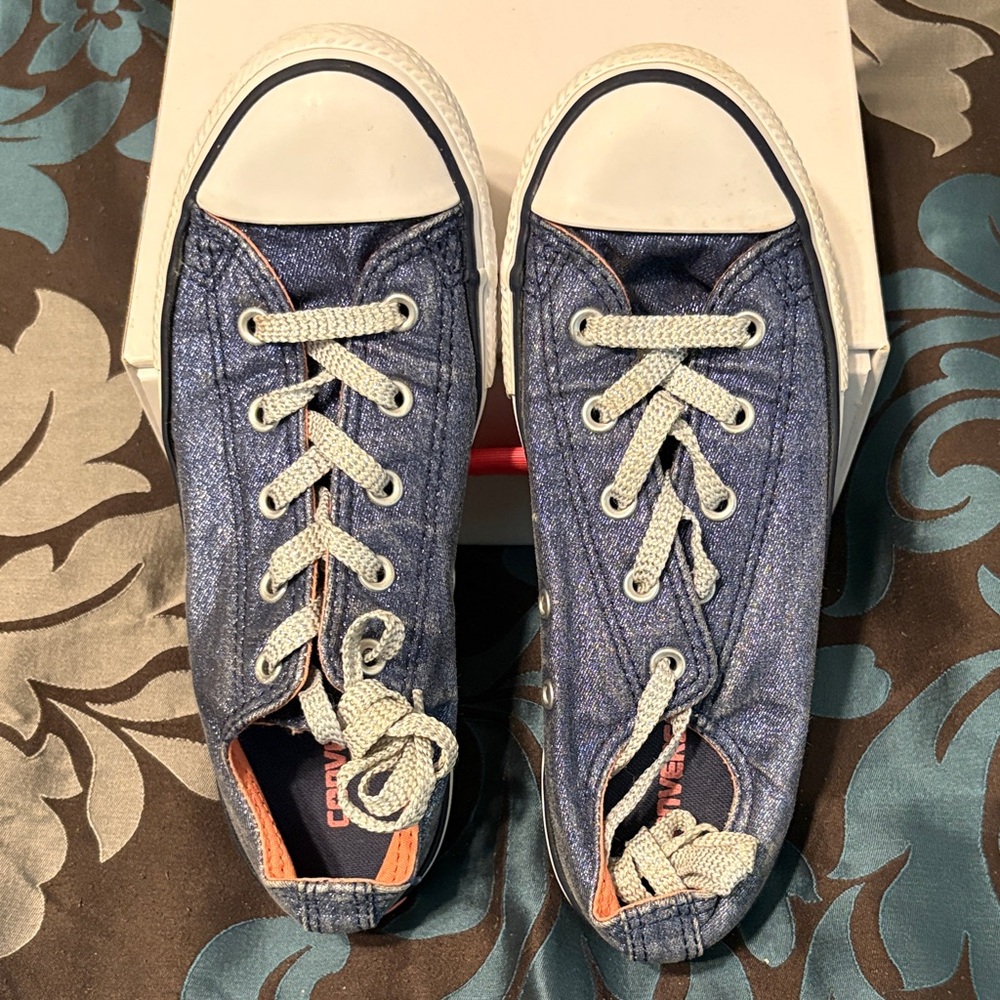 Converse Chuck Taylor Allstar Double Tongue girls’ glitter denim low top shoes